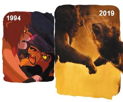 1994年与2019年的狮子王画面对比